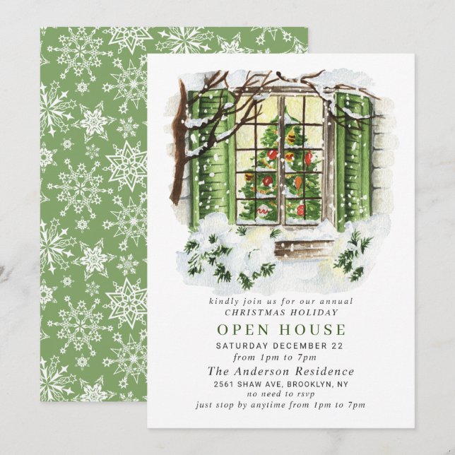 Festive Country House CHRISTMAS HOLIDAY BRUNCH Invitation (Front/Back)