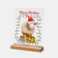 Festive Country Merry Christmas word art sheep