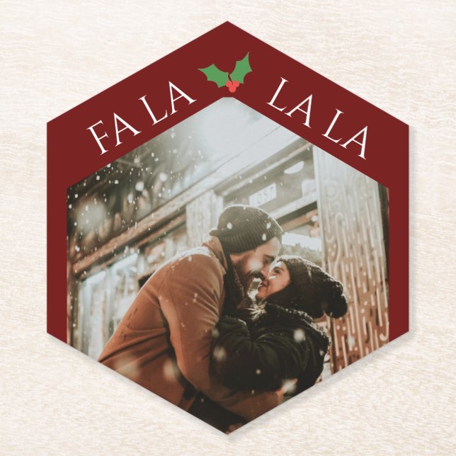 Festive Couple Christmas Paper Coaster (Front)