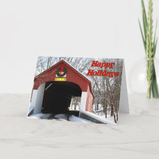 Festive Covered Bridge Holiday Card