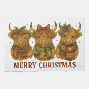 Festive Cow Christmas Tea Towel