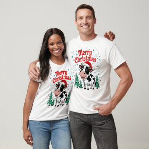 Festive Cow Merry Christmas Cheer T-Shirt
