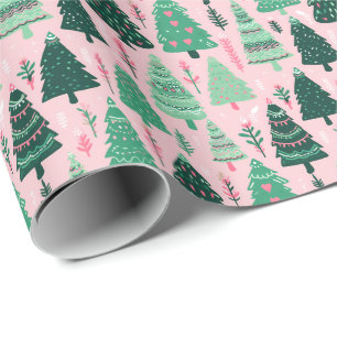 Festive Cozy Trees Holiday Christmas Wrapping Paper