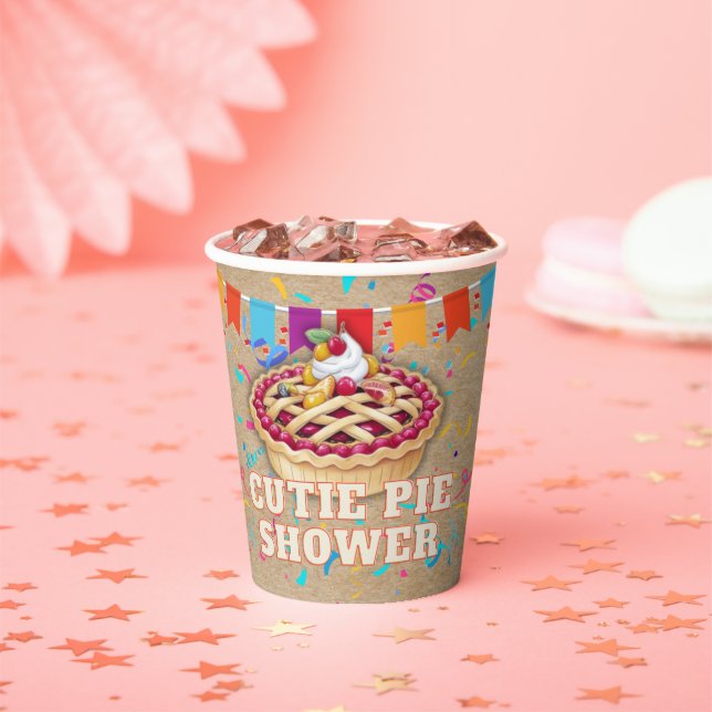 Festive Craft Cutie Pie Party Baby Shower Paper Cups (Insitu)