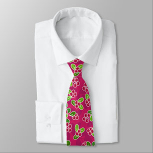 Festive Cranberry Foliage Pattern, Fuchsia  Tie