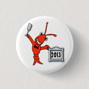 Festive Crawfish Lobster 2013 New Year Button