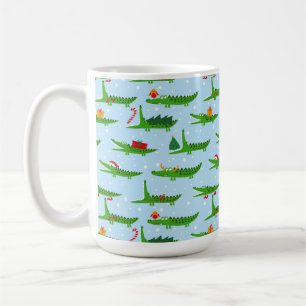 Festive Crocodiles in Christmas Costumes Pattern Coffee Mug
