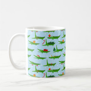 Festive Crocodiles in Christmas Costumes Pattern Coffee Mug