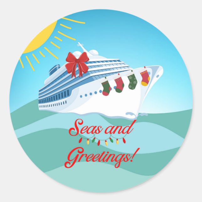 Festive Cruise Ship Classic Round Sticker (Front)