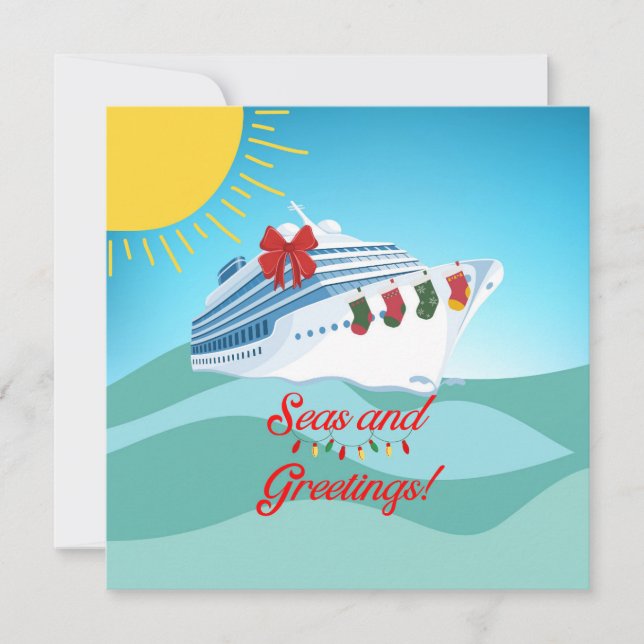 Festive Cruise Ship Holiday Card (Front)