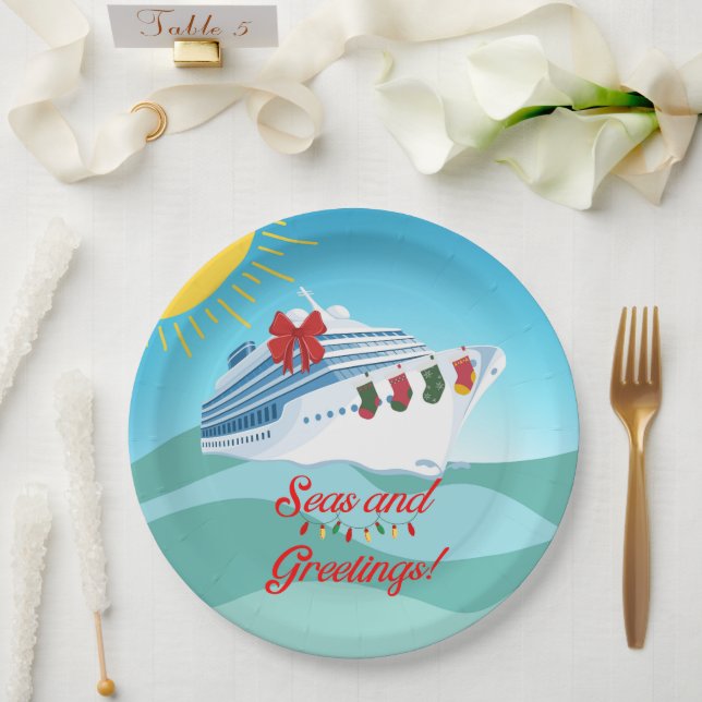 Festive Cruise Ship Paper Plate (Wedding)
