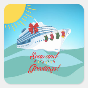 Festive Cruise Ship Square Sticker