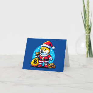 Festive Crypto Dog - Pixel Art Christmas Design Card