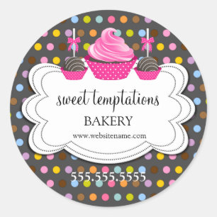 Festive Cupcake Cake Pops Bakery Packaging Classic Round Sticker