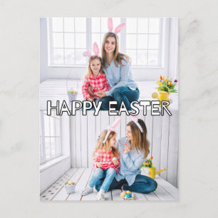 Festive Custom 2-photos Family Happy Easter Postcard