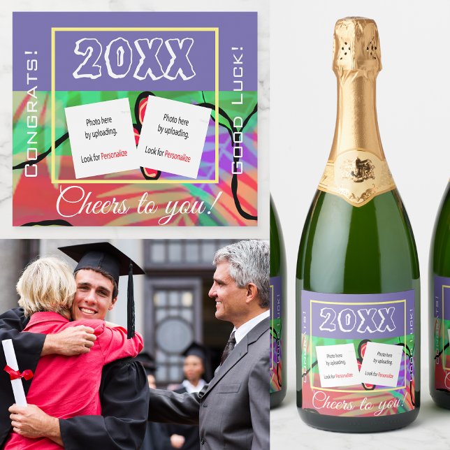 Festive Custom Photo Sparkling Wine Beverage Label (Creator Uploaded)