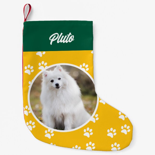Festive Cute Dog Pet Photo Small Christmas Stocking (Front)