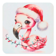 Festive Cute Flamingo Wrapoed in Christmas Lights