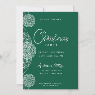 Festive Cute Green Christmas Party Invitation