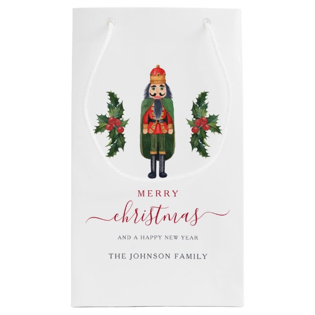 Festive Cute Nutcracker Christmas Small Gift Bag (Back)