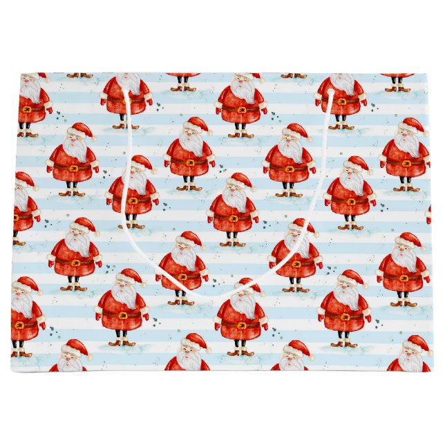 Festive Cute Santa Claus Large Gift Bag (Front)