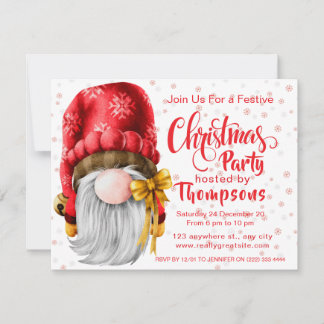 Festive cute Santa Clause Christmas Party Holiday Card