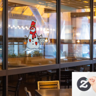 Festive cute snowman window cling