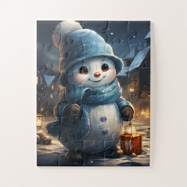 Festive Cute Winter Christmas Holiday Snowman Jigs Jigsaw Puzzle (Vertical)