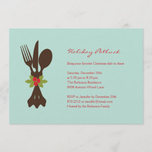 Festive Cutlery Holiday Party Invitation