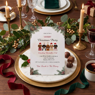 Festive Dachshund Christmas Party Invitation