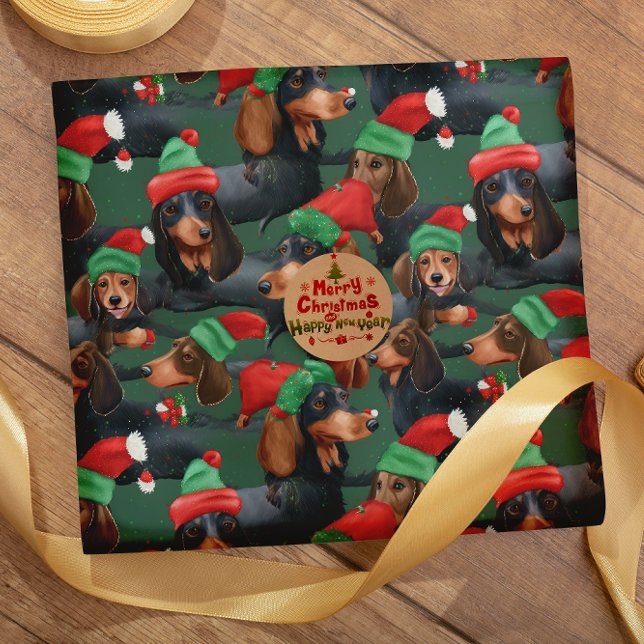 Festive Dachshund Delights seamless pattern Wrapping Paper (Creator Uploaded)