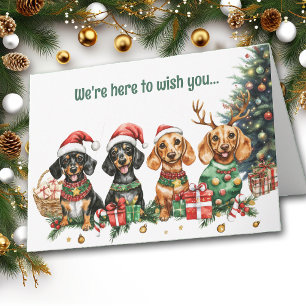 Festive Dachshund Dogs Christmas Card