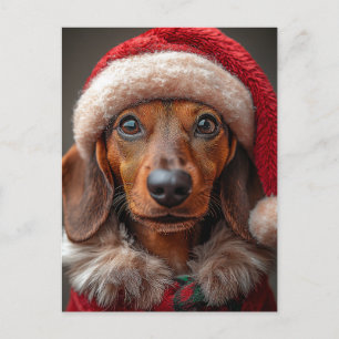 Festive Dachshund in Santa Attire Postcard