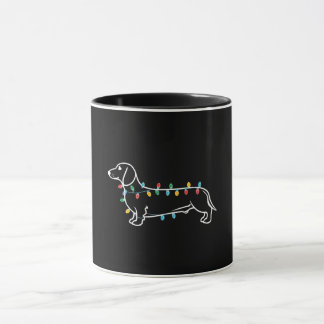 Festive Dachshund with Christmas Lights Mug