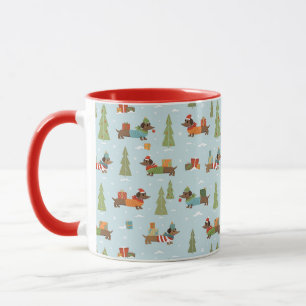 Festive Dachshunds in the Snow Pattern Mug