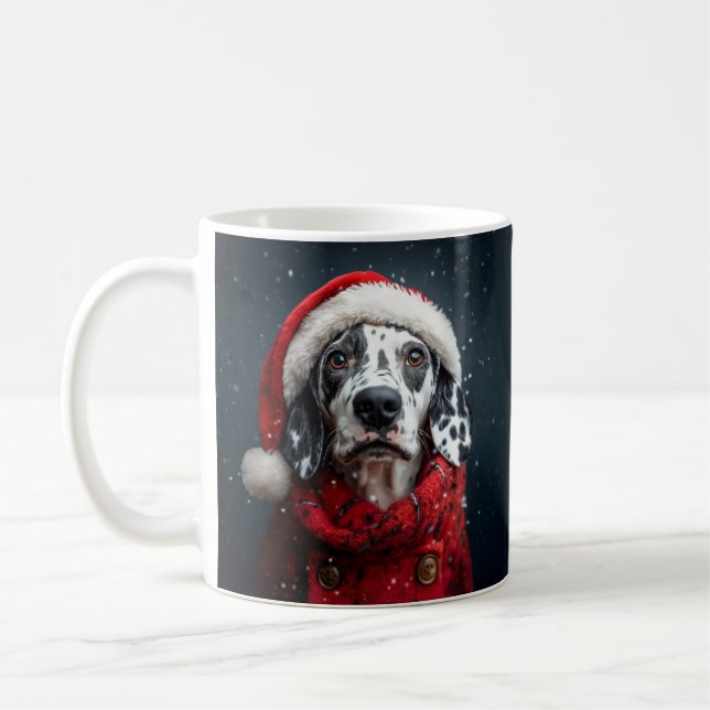 Festive Dalmatian in Santa Attire Coffee Mug (Left)