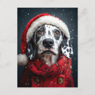 Festive Dalmatian in Santa Attire Postcard