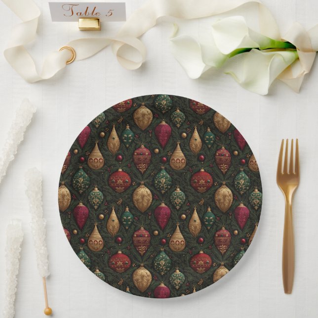 Festive Damask  Paper Plate (Wedding)