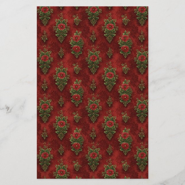 Festive Damask  Stationery (Front)