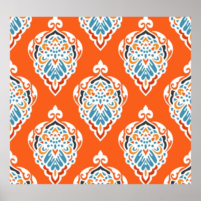 Festive damask vintage pattern, elegant design. poster (Front)