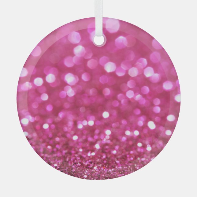Festive Dark Pink: Elegant Abstract. Glass Tree Decoration (Front)