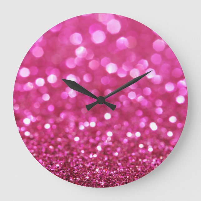 Festive Dark Pink: Elegant Abstract. Large Clock (Front)