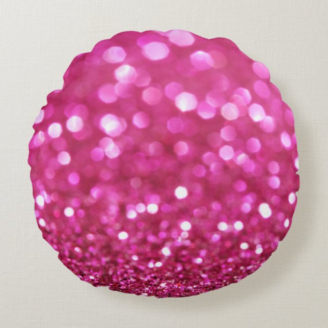 Festive Dark Pink: Elegant Abstract. Round Cushion (Front)
