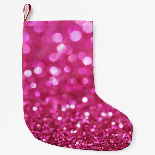 Festive Dark Pink: Elegant Abstract. Small Christmas Stocking (Front)