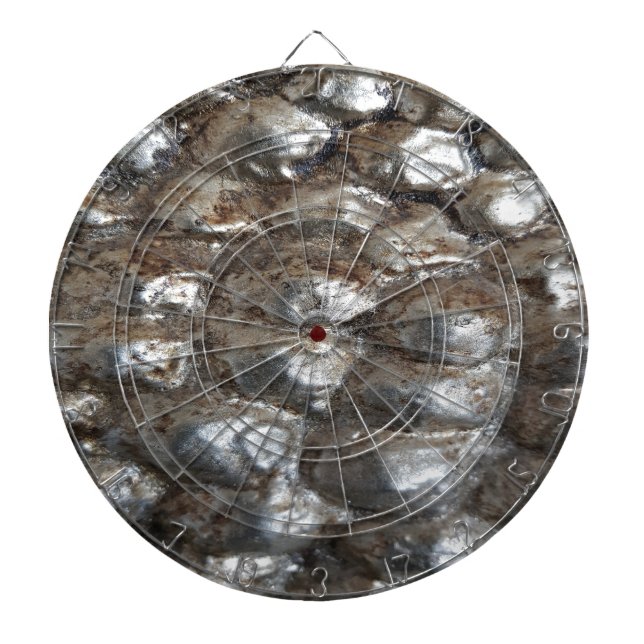 Festive Dark Silver Metallic Abstract Art Dartboard (Front)