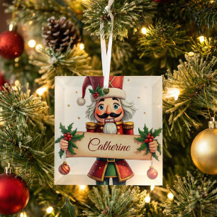 Festive Decor Personalised Nutcracker Christmas Glass Tree Decoration