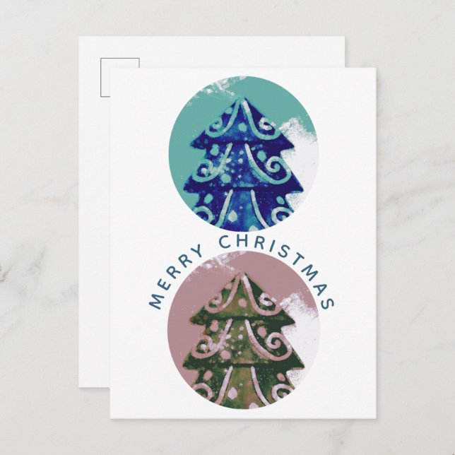 Festive Decorated Christmas Tree Artistic Family Holiday Postcard (Front/Back)