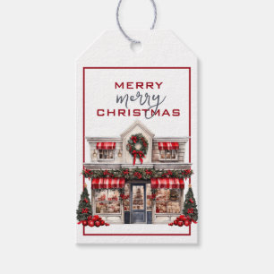 FESTIVE DECORATED STOREFRONT Christmas Gift Tags