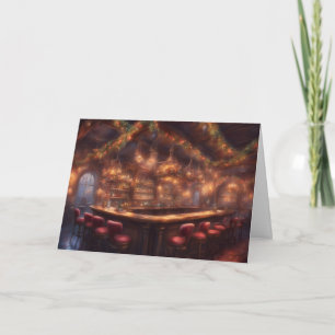 Festive decorations in a bar Merry Christmas Card