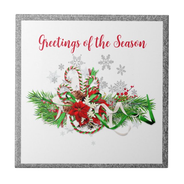 Festive Decorative Christmas Greenery  Tile (Front)